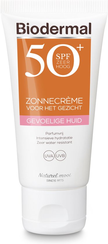 Biodermal zonnebrand gezicht SPF50 parfumvrij voor de gevoelige huid